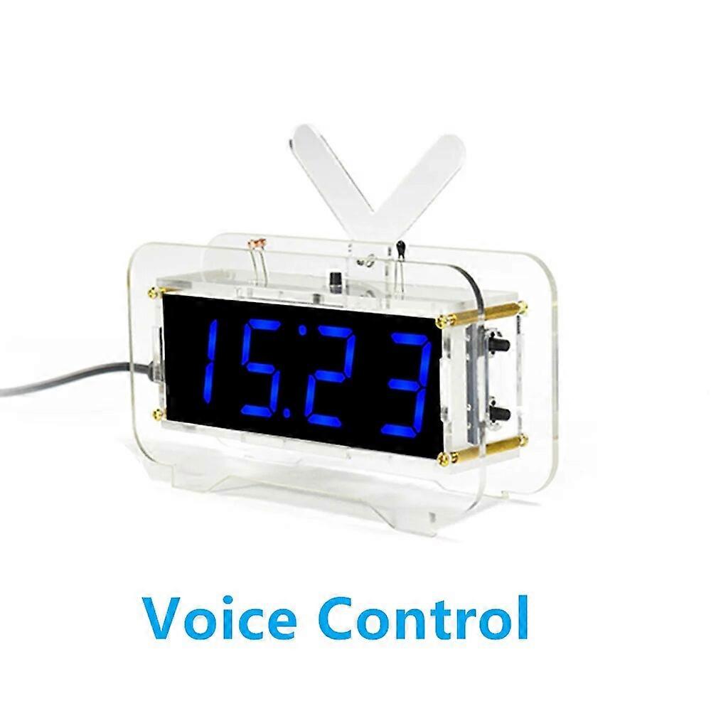 DIY Electronic Kit Clock LED Microcontroller Kit Digital Clock Time Light/Voice Control Temperature Thermometer Red/Blue/Gr/Whi