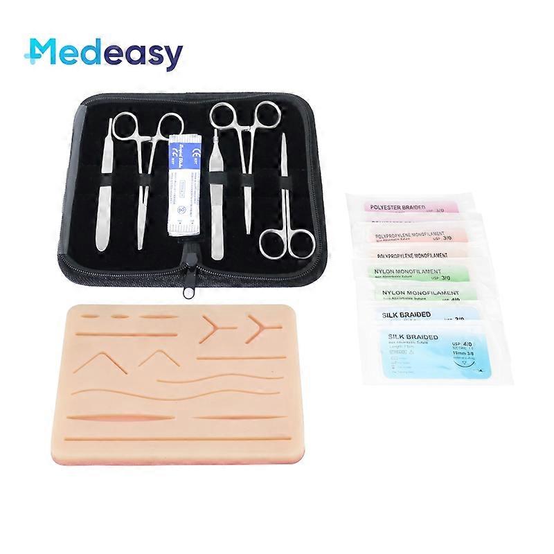 HaKeLai Suture Training Kit with Silicone Skin Pad with Mesh Medical Students Surgical Suture Practice Kit Medical Teaching Model
