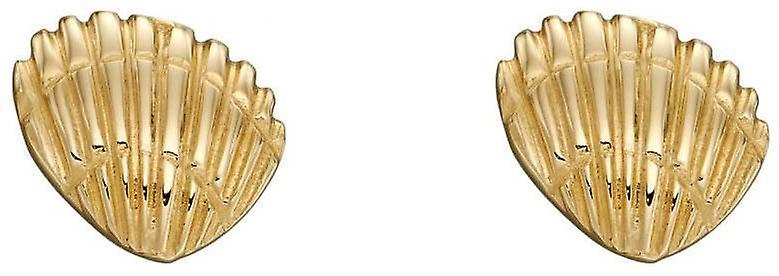 Elements Gold Shell Stud Earrings - Yellow Gold