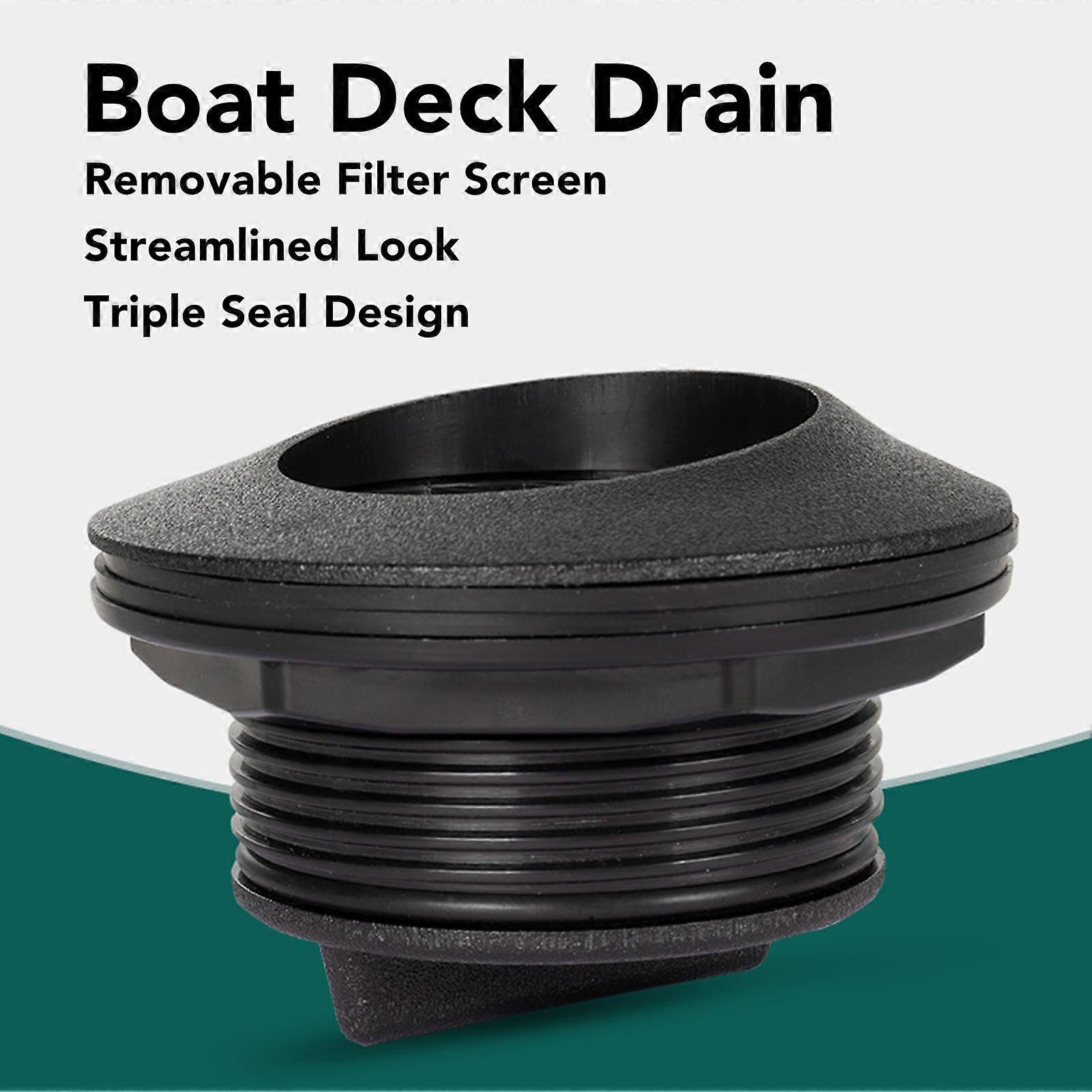 Boat Deck Drain Triple Seal Design ABS Easy to Clean Prevent Blocking Deck Floor Drain Scupper Black