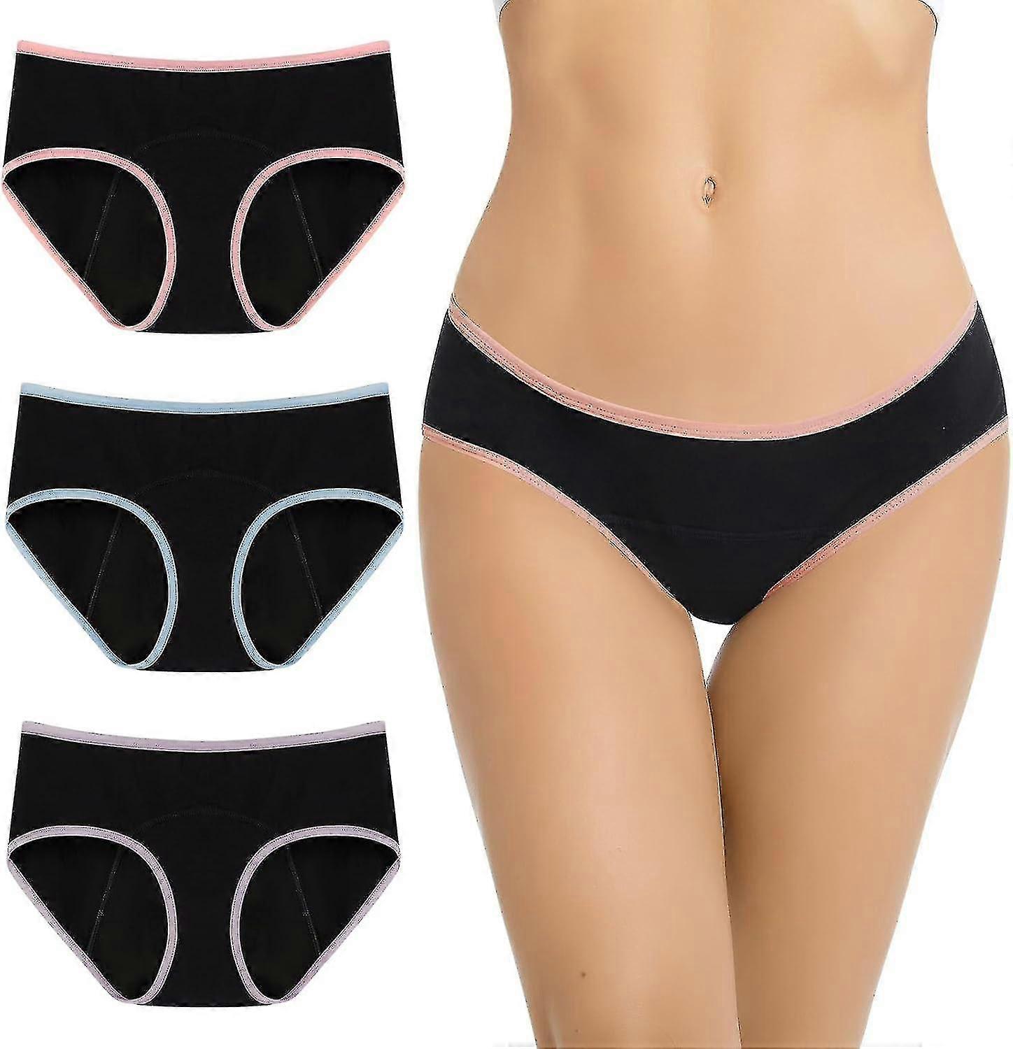 Period Byxor Tungt flöde Period Underkläder För Kvinnor Tonårsflickor Menstruation Trosor Trosor Extra Skydd Absorberande Läckagesäker 3Packs