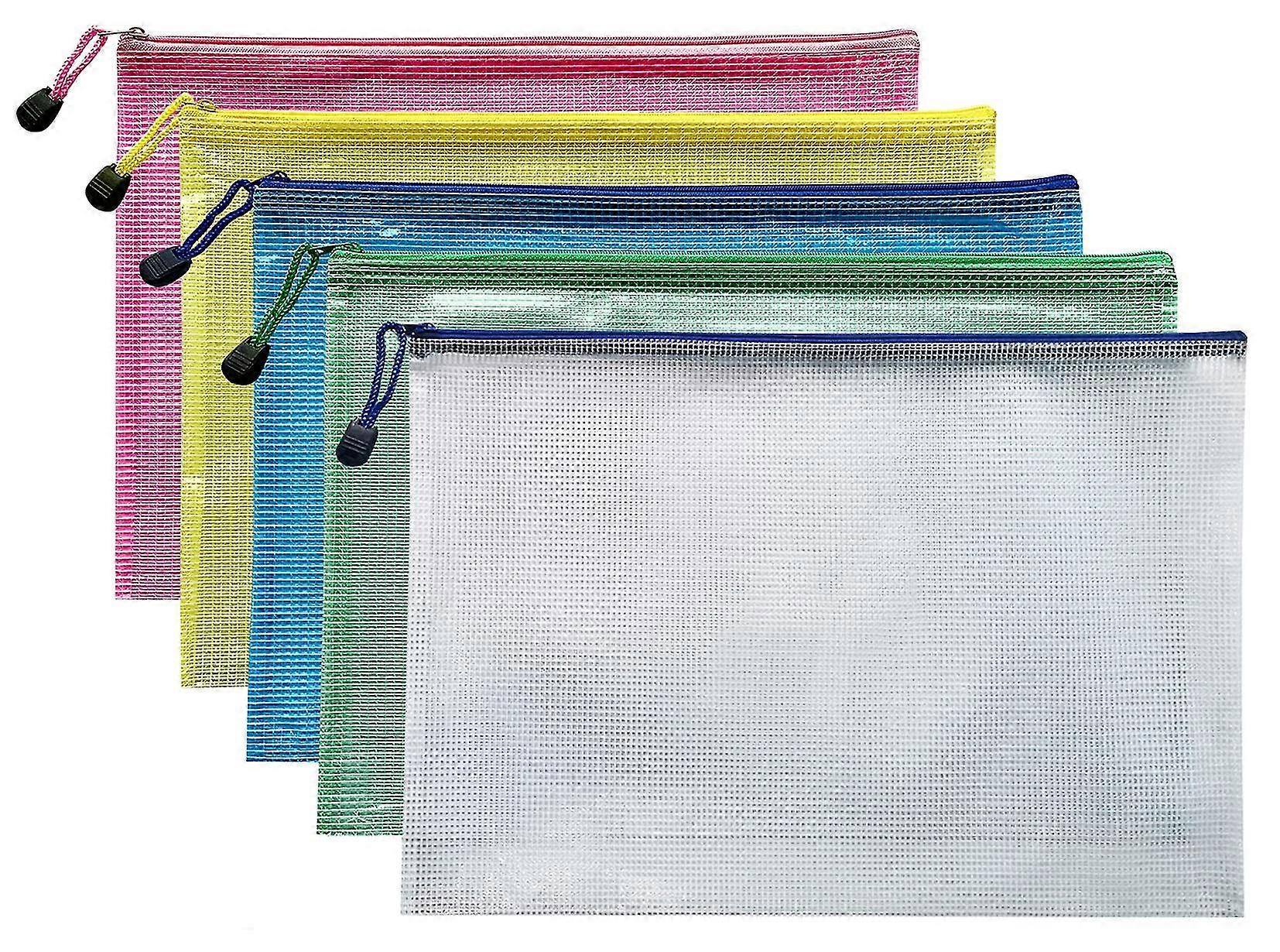 A4 Folder File Zipper Bag Plastic Wallet Folder Extra Thick 5 Pieces (a4 Zipper Bag)