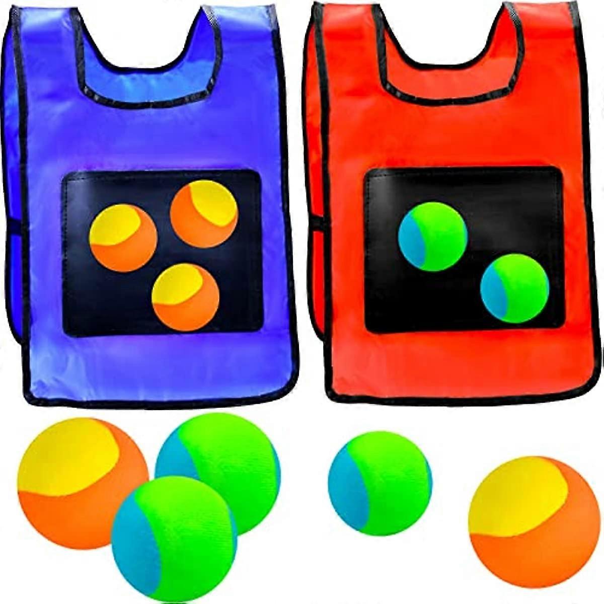 2 Target Vests with 10 Cotton Balls Throwing Target Game Dodgeball Game Vests Sticky Vests for Kids Outdoor Activity Game