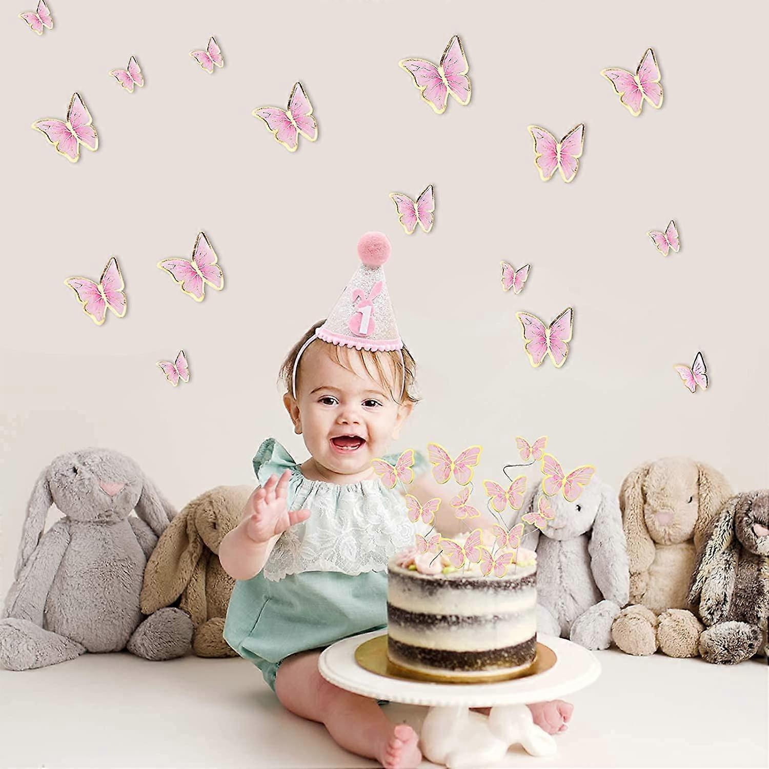 30 Stück Schmetterling Cupcake Topper – 3D Rosa Gold Kuchen-Dekoration Für Geburtstag & Hochzeit