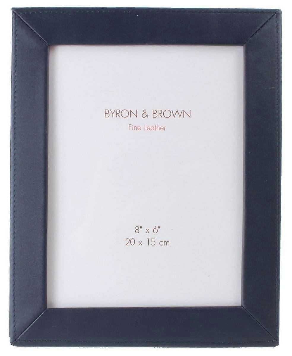 Byron and Brown Slim Classic Nappa Leather 8 x 6 Photo Frame - Dark Blue