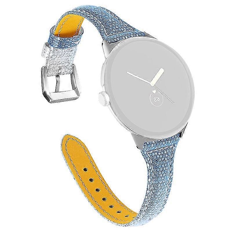 For Google Pixel Watch Top Layer Cowhide Leather Gradient Wrist Band Replacement Smartwatch Strap