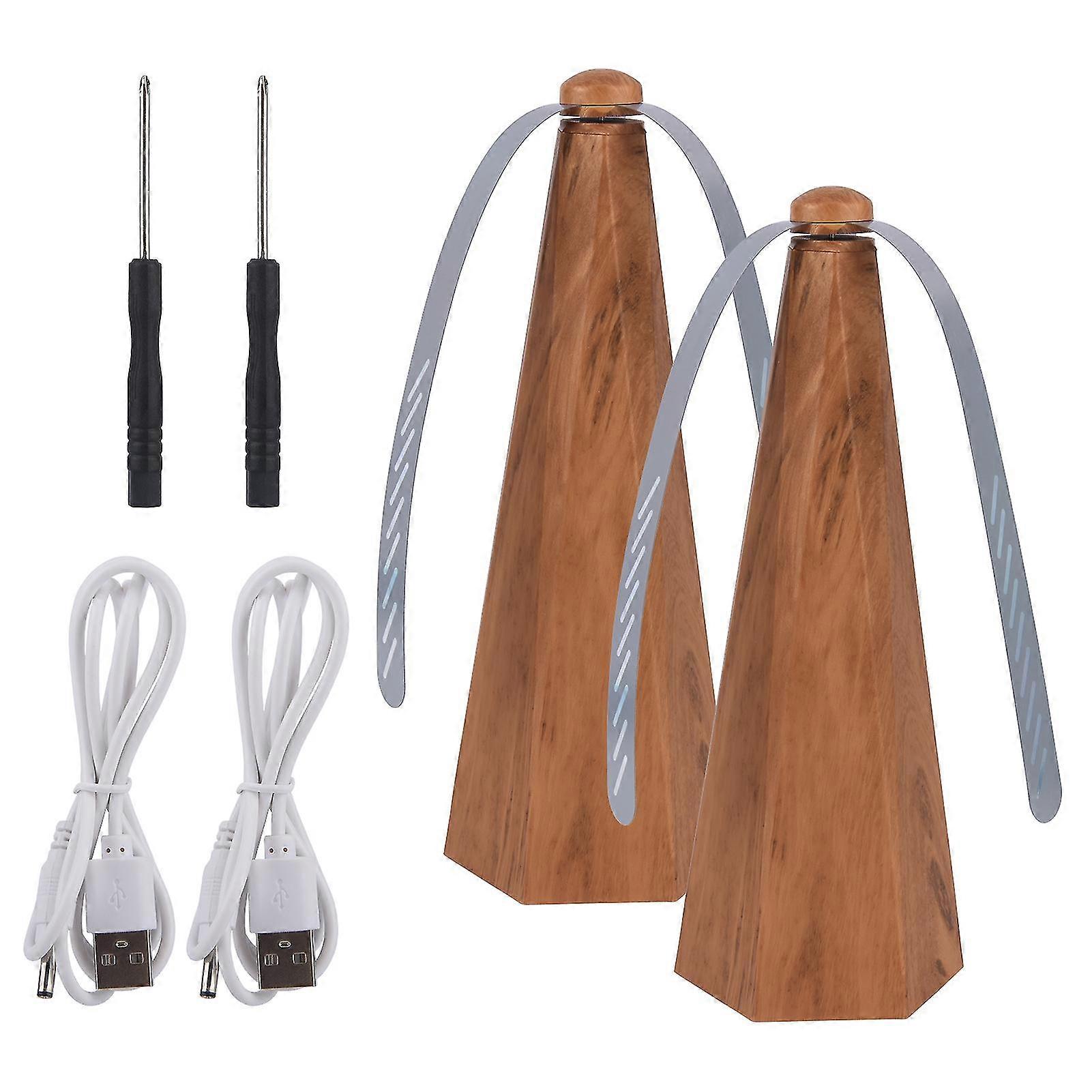 Asiv 2pcs USB Charging Freistehender Fliegenschutzventilator Drehbare Party für Tische Home Holz