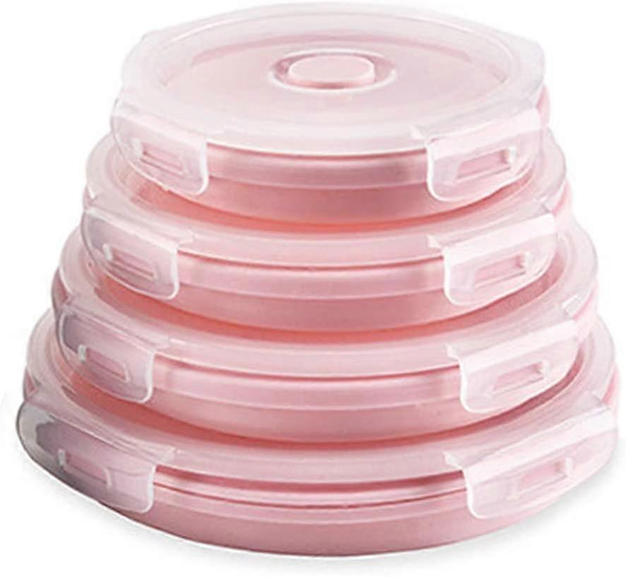 Silicone Collapsible Food Storage Containers-Prep/Storage Bowls with Lids  Set of 4 Round Silicone Lunch Containers  Microwave and Freezer Food Contai