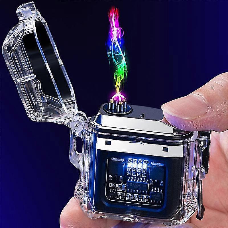 2022 في الهواء الطلق يندبروف للماء مزدوجة قوس السجائر ولاعة الجسم الشفاف USB نبض أخف وزنا التخييم أخف وزنا