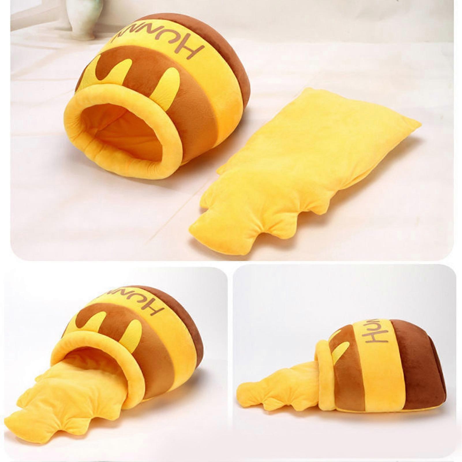 Cat Cave Bed Soft Warm Honey Pot Shape Cute Pet House with Removable Cushion for Puppy
