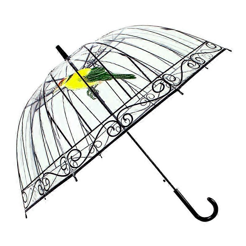 Transparent Long Handle Cute Bird Cage Umbrella Super Light 3D 8 Bone Semi-Automatic Paraguas Umbrellas for Kids Girls Women