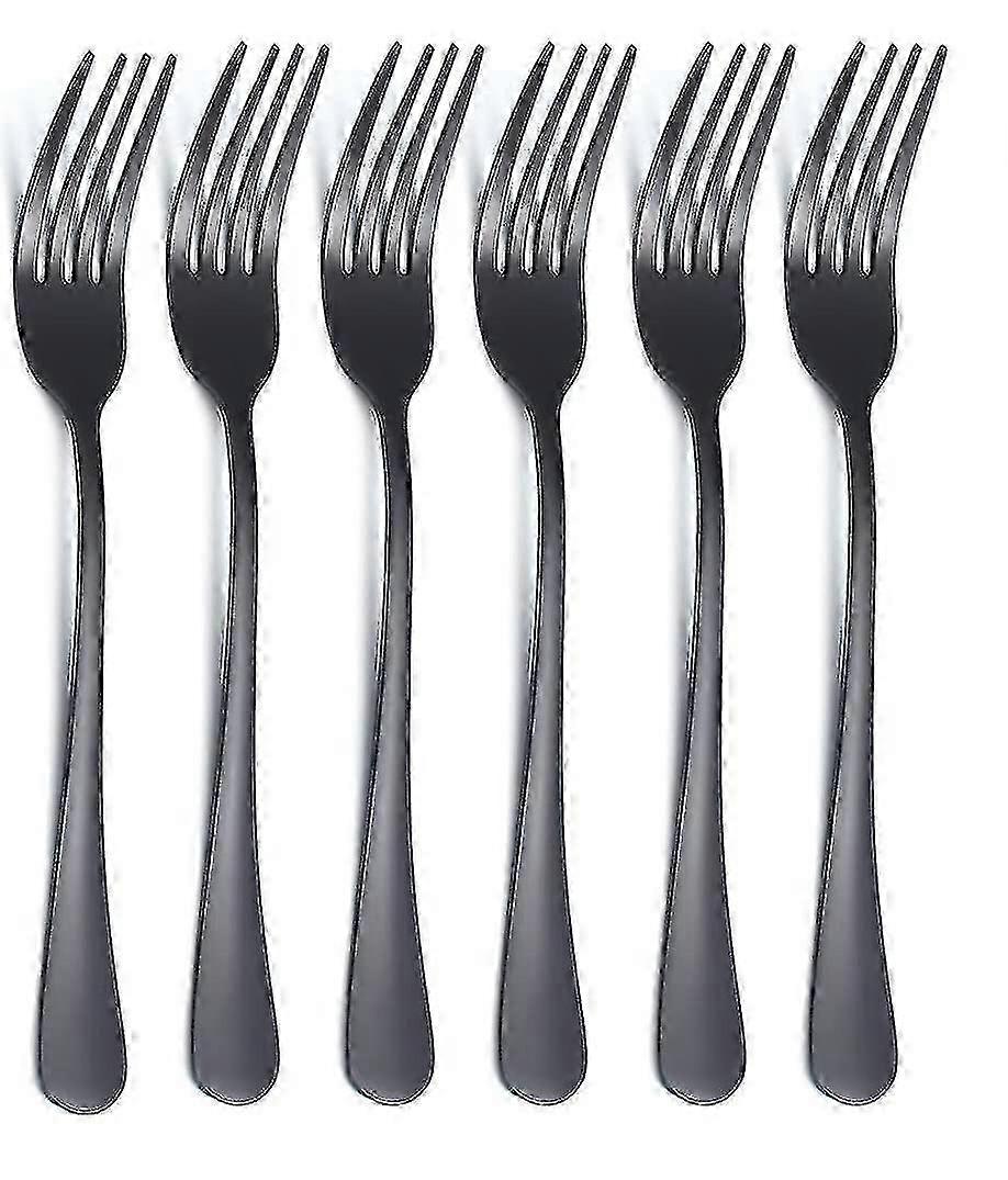 Garfo de jantar preto 6 Pcs, aço inoxidável 8,17 polegadas de titânio talheres