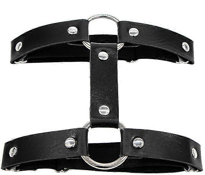 2PCS Gothic Double Row Garters Leg Ring Leg Elastic Punk Harness Garter Belt