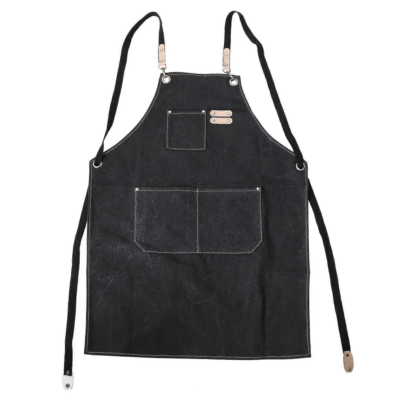 Unisex Waterproof Canvas Work Apron Carpenter Apron With 3 Tool Pocket For Workshop Kitchen Garden