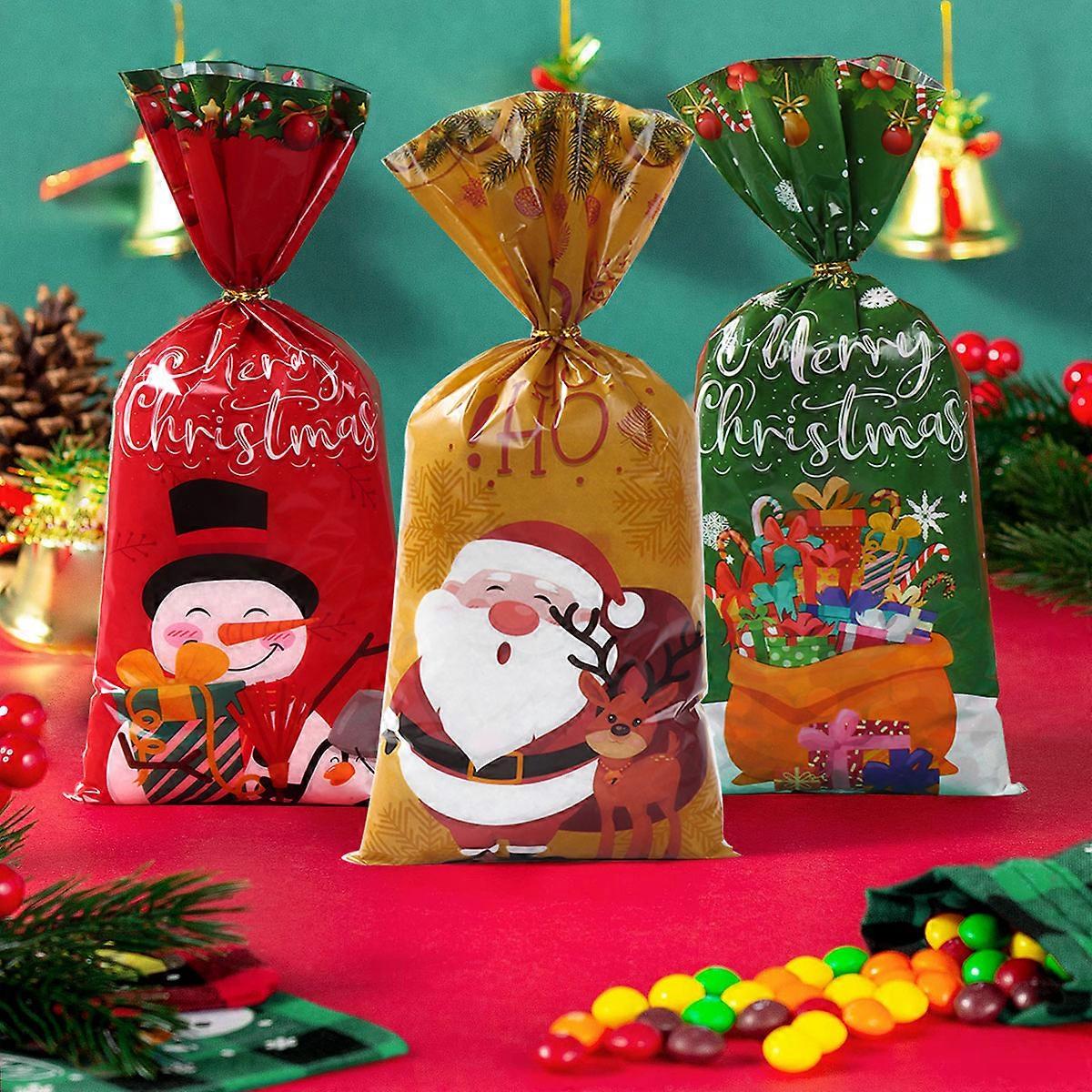 Candy Bags Plastic Christmas Gift Bags 25/50/100pcs Christmas