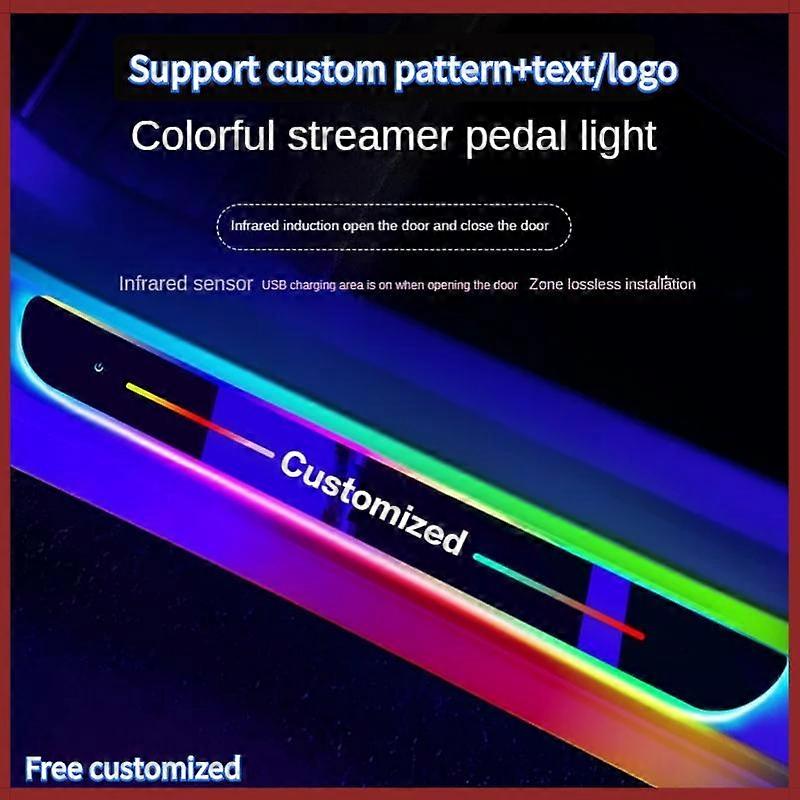 Customized Car door illuminated sill light logo Projector lamp Power Moving LED RGB Welcome Pedal Car Scuff Plate Pedal
