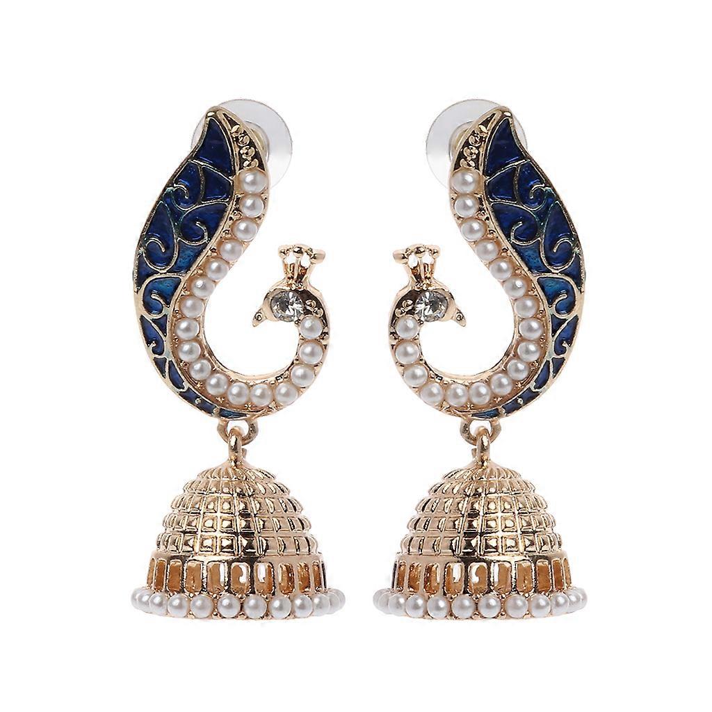 Jhumka Jhumki Pendiente gitano Estilo Nacional Bollywood Kundan Peacock Drop Pendiente