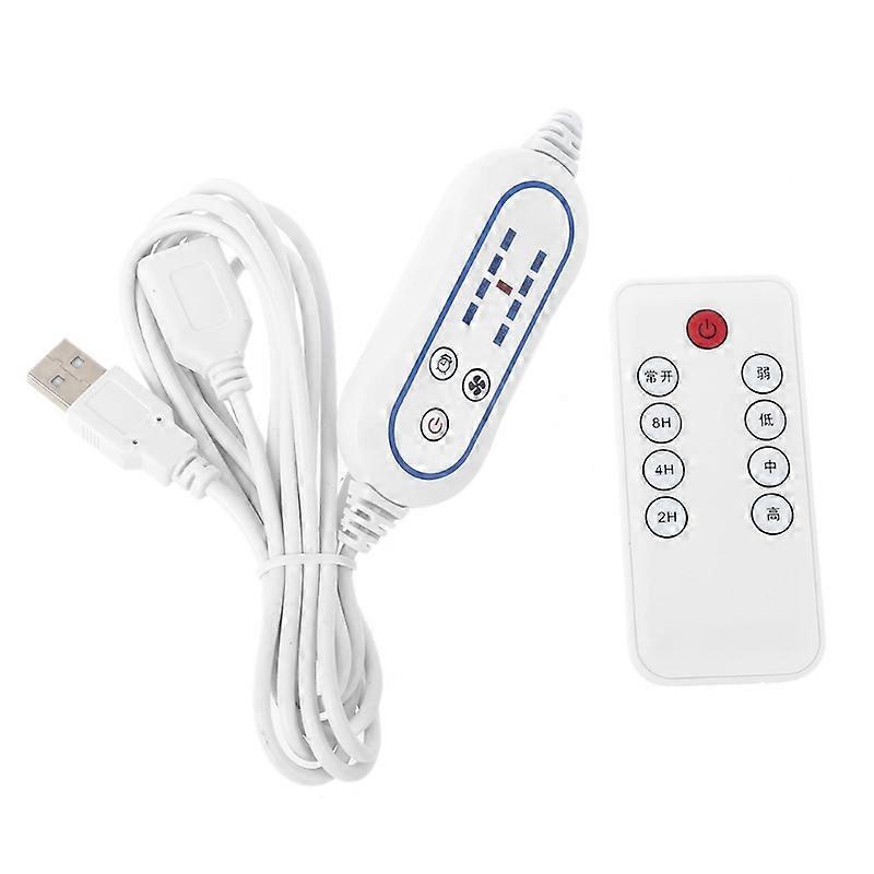 Universal USB Remote Control Adjustable 4 Speed with 2-8 hours Timing Function ON OFF Switch for USB Fan LED Light and more