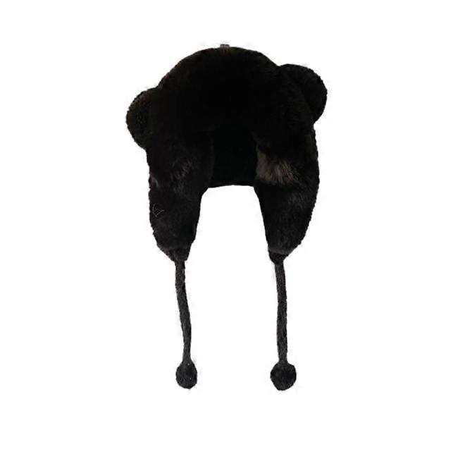 Winter Cute Bear Ears Plush Warm Hat with Earflap