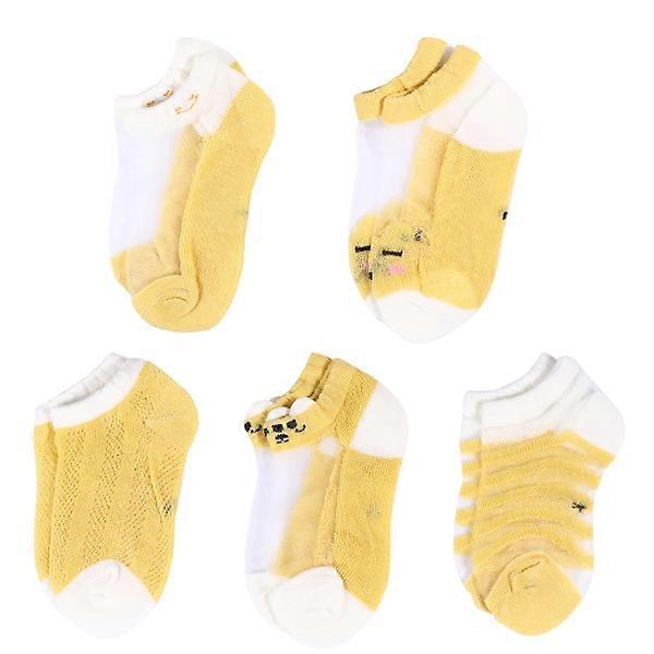 5 Pairs 1 Bag Comfortable Socks Combed Cotton Ice Silk Socks (XL, Yellow)