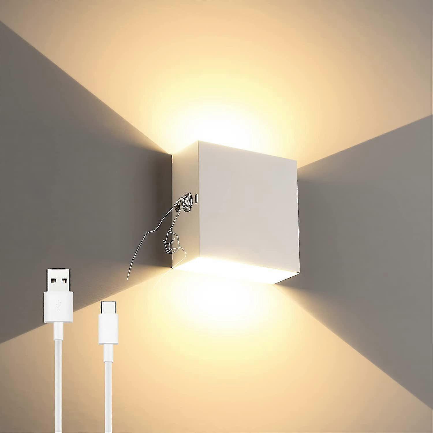 2pcs Wall Lights Dimmable, Rechargeable Wall Light Touch Up Down Wwhite WHY