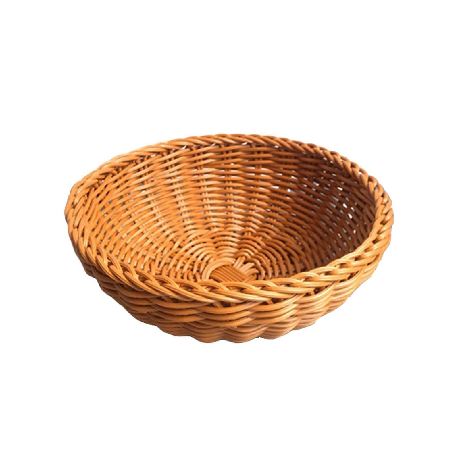 Storage Basket Handcrafted Quick Drainage PP Large Rattan Wave Wicker Serving Basket Kitchen Utensils