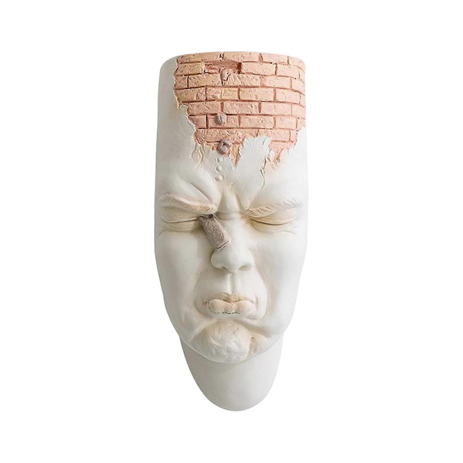 White Resin Face Vase - Nordic Abstract Art Wall Decor Character Flowerpot