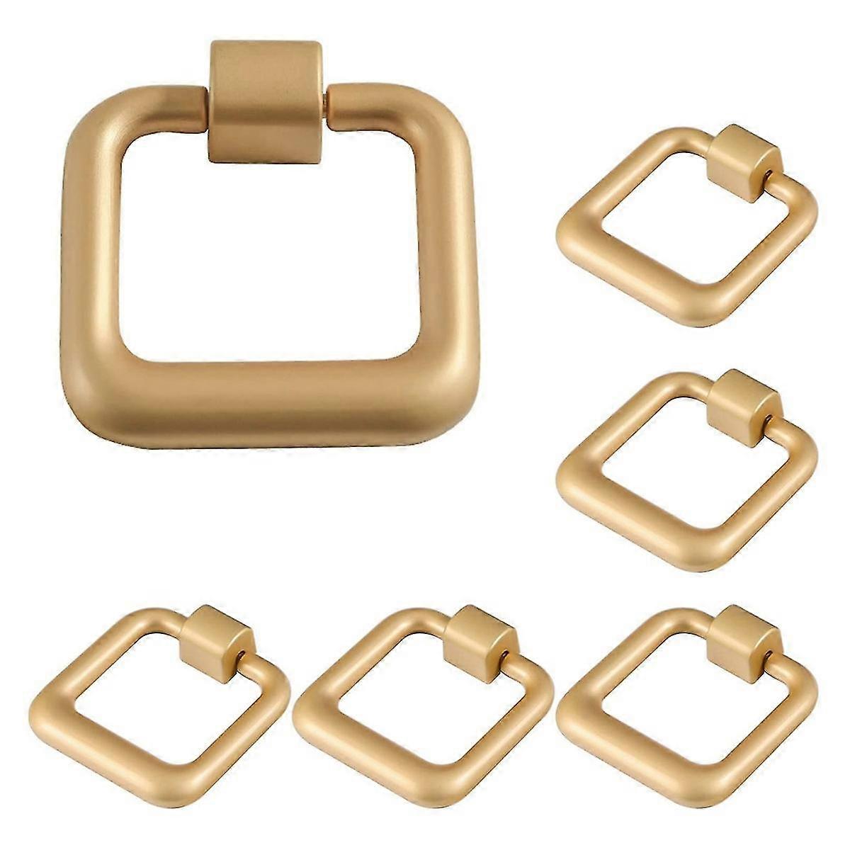 6pcs Zinc Alloy Cabinet Door Drawer Knobs Cupboard Closet Door Knobs Square Rings Shape Pull Knobs
