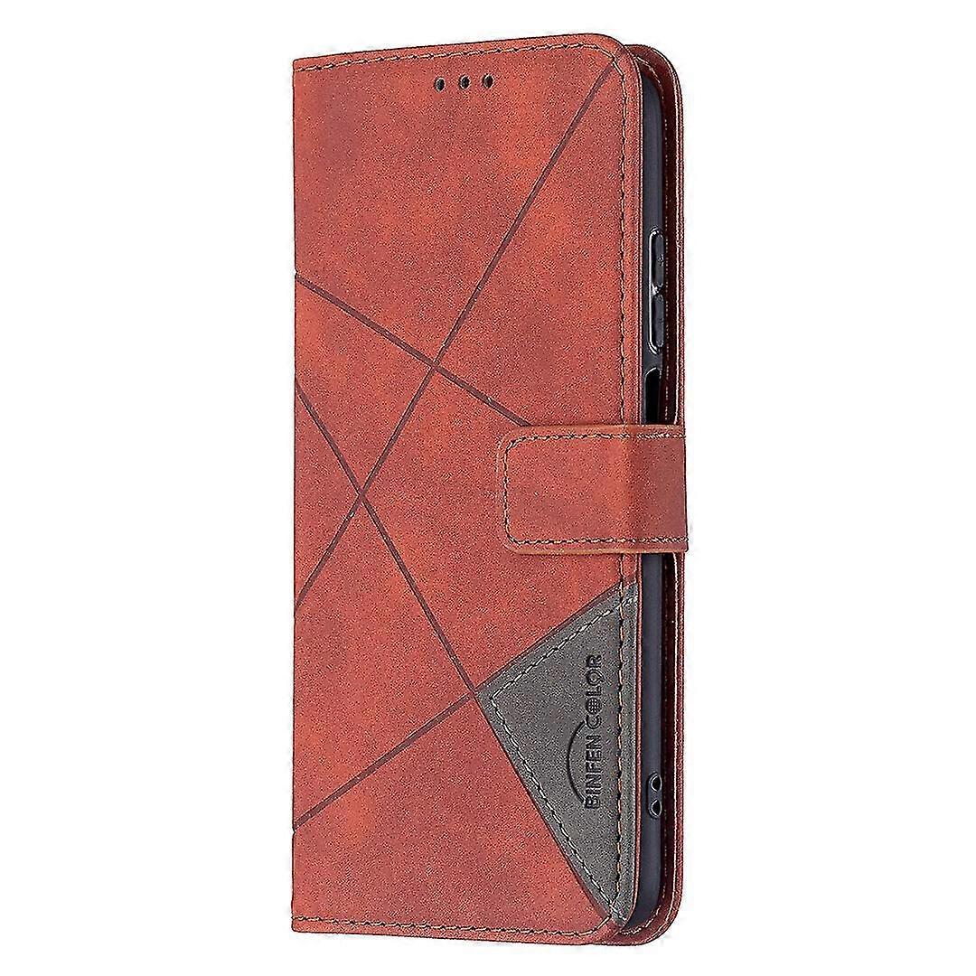 متوافق مع حافظة Xiaomi Redmi 10 ، غطاء فوليو من جلد البولي يوريثان الفاخر SZJG240313 بني مغناطيسي