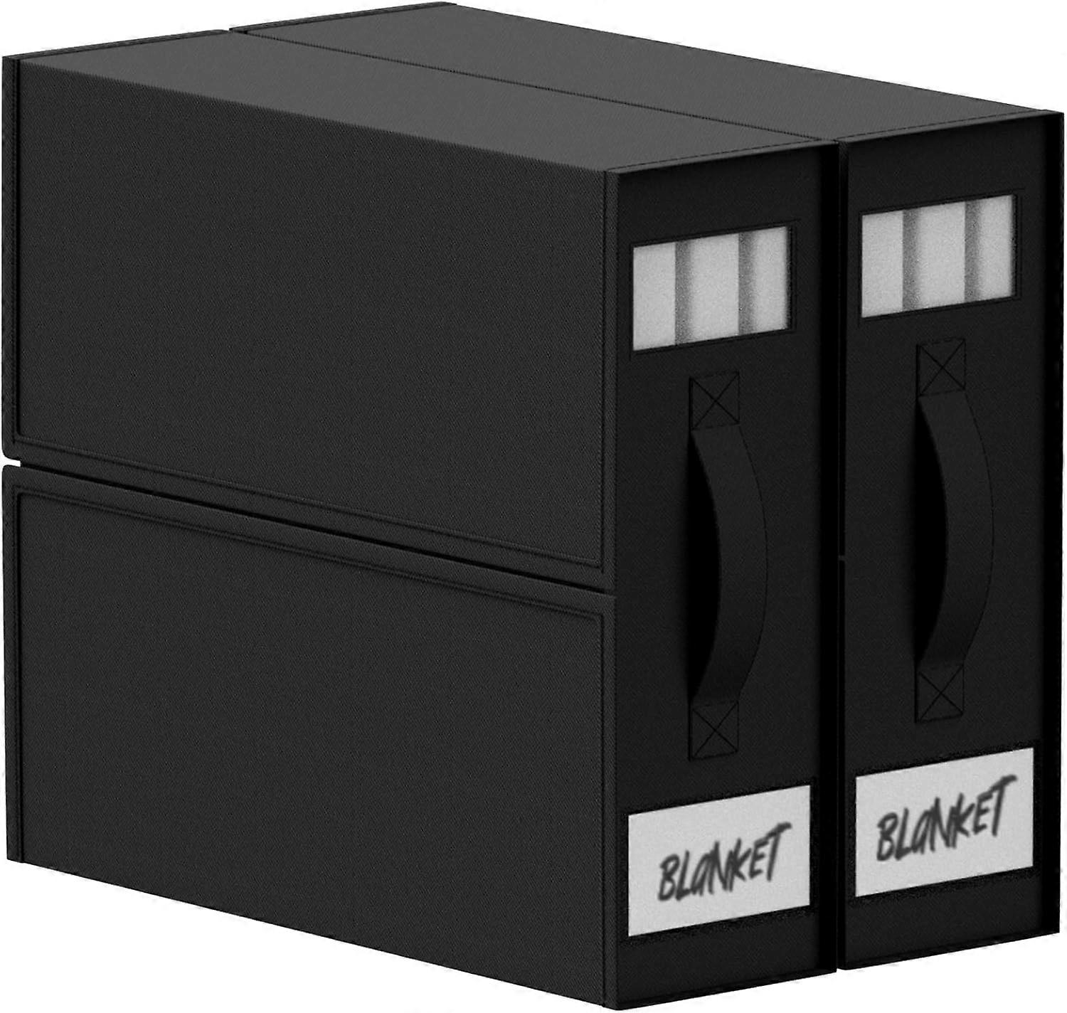 Bed Sheet Organiser , 2 Pack Sheet Organizers and Storage with Label and Window, for Bedding, Duvet Covers Set and Pillow Cases(Black)