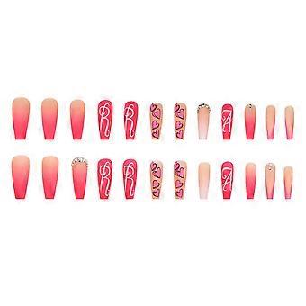 Chaudasse Style Dégradé Faux Ongles Dégradé Couleurs Et Motifs Exquis Modèles De Colle