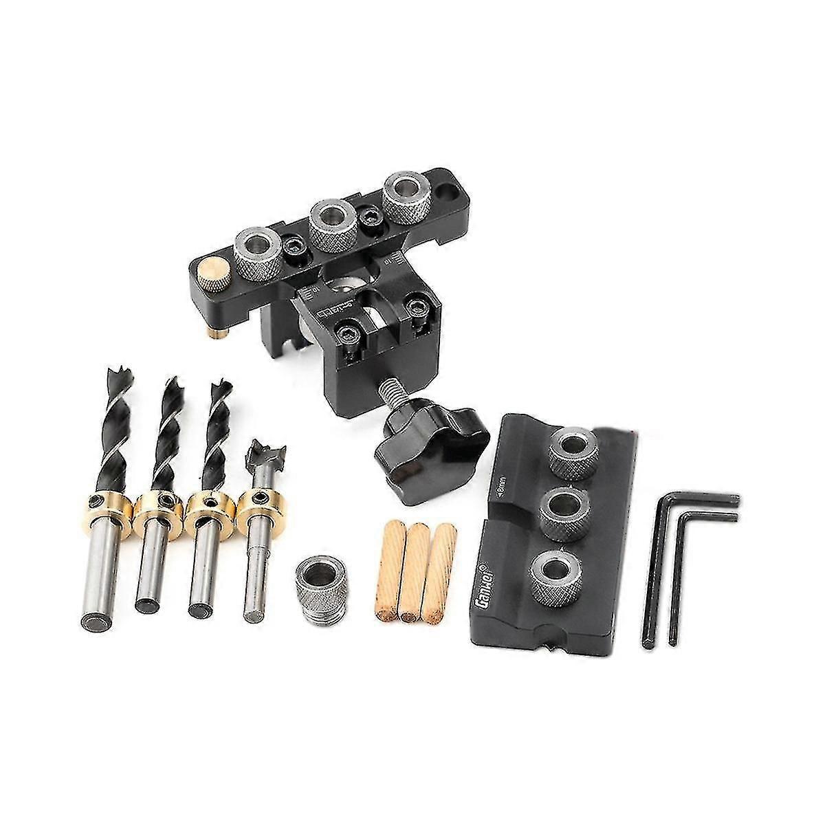 Adjustable Doweling Jig Woodworking Pocket 3 In 1 Hole Jigbushes Drilling Guide Locator Puncher To