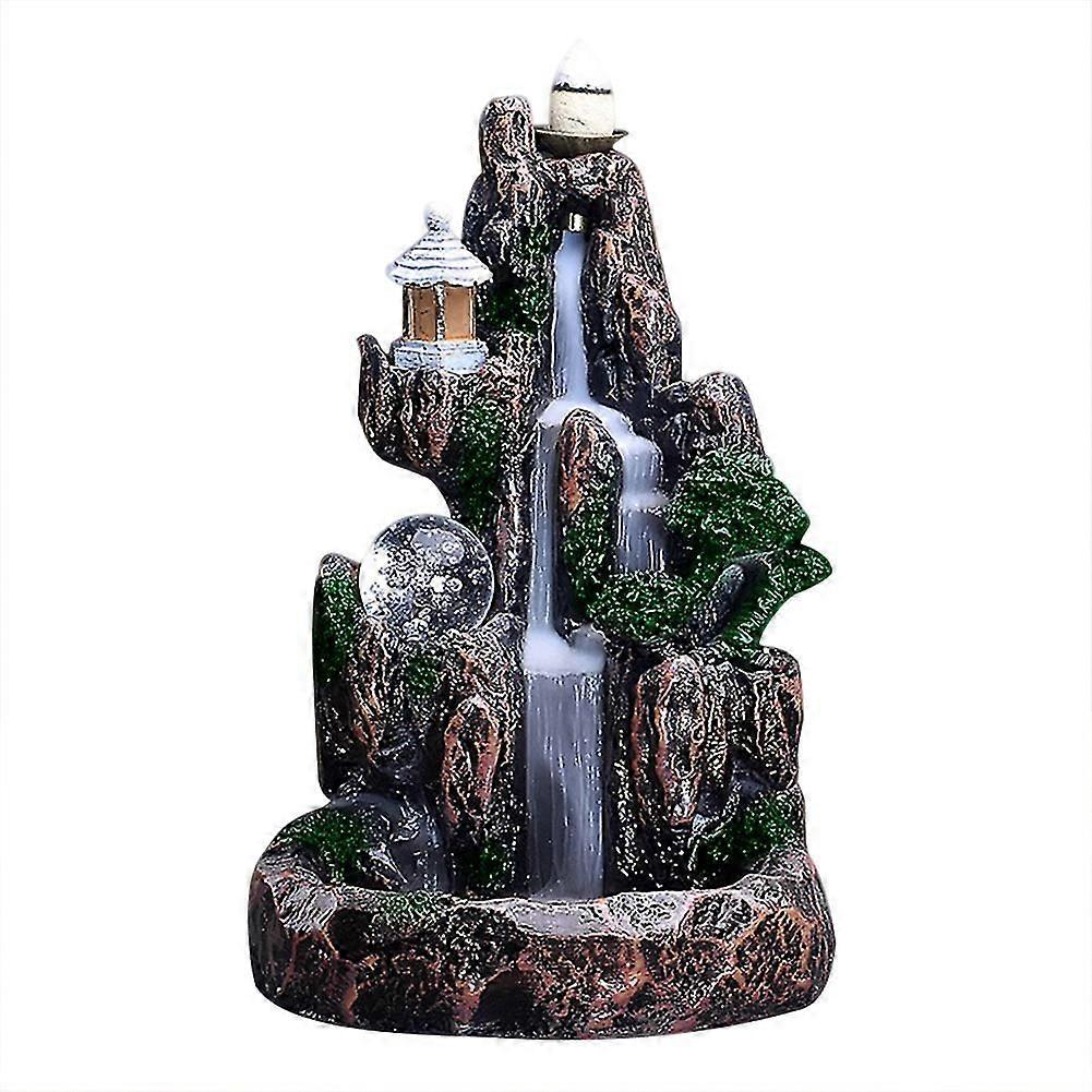 Waterfall Smoke Backflow Incense Holder Led Light Type Hotel Home Decor