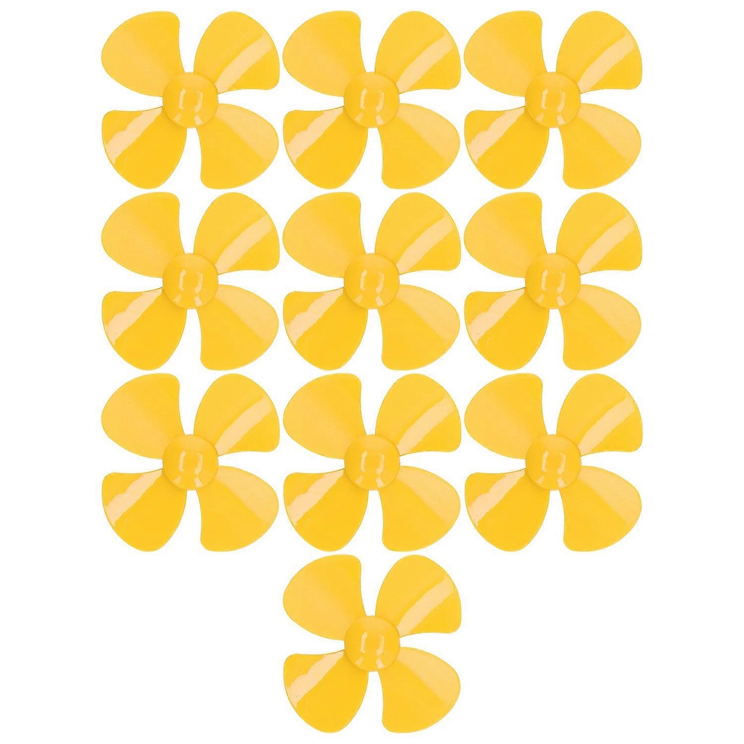 10Pcs Propeller 4 Blades Strong Wind Durable Materials Light Weight 40mm DIY Toy Car PropellerYellow