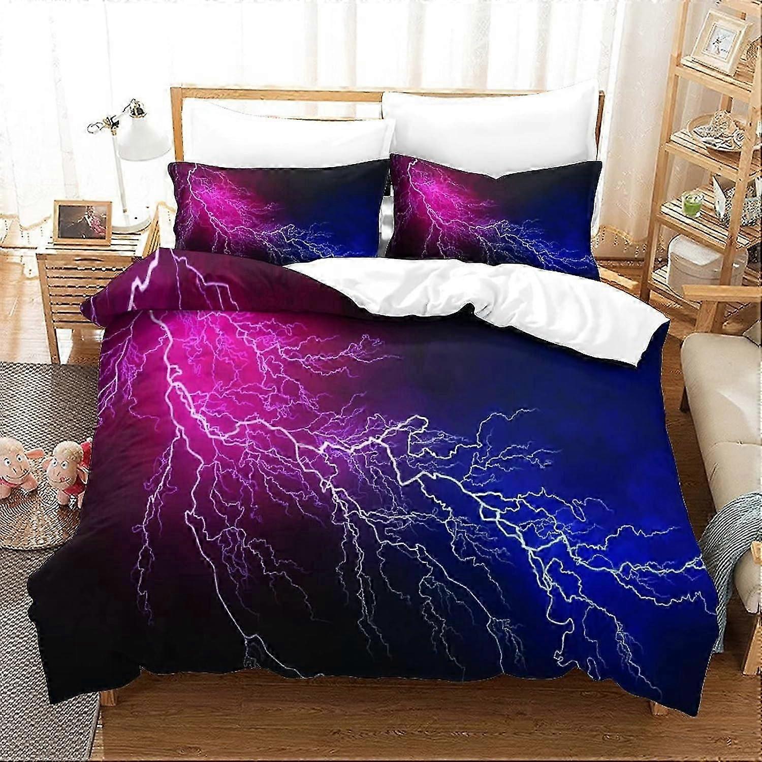 Lightning D Bedding Set, Easy Care Soft Microfiber Pillowcases Bedding Set For Boys Girls Adults Pieces With Double Zipper Closure