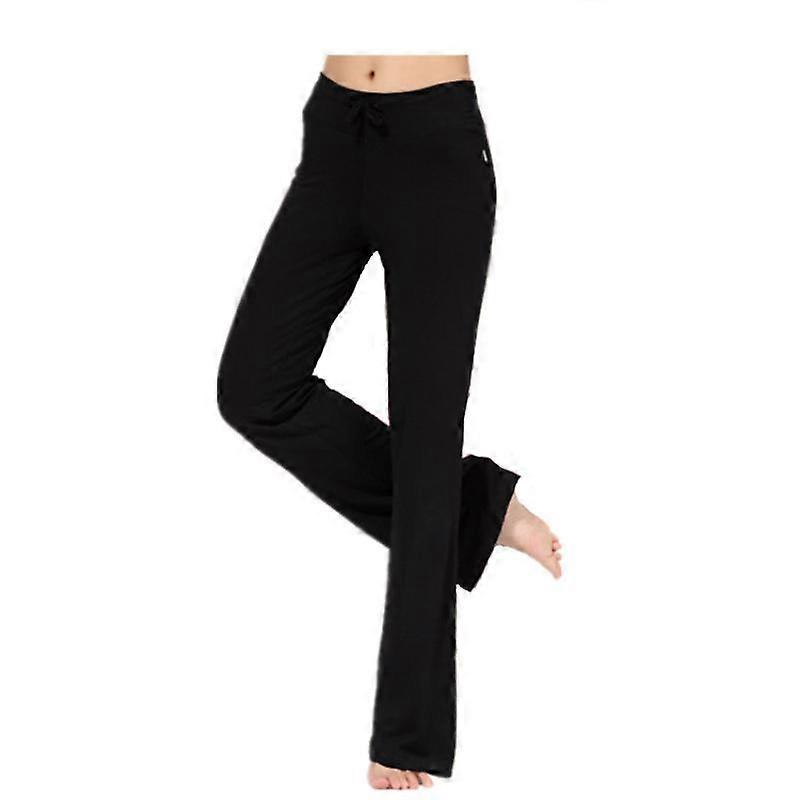 Auroth Solid Color Women High Waist Wide Leg Flared Pants Stretch Trousers Drawstring Sports Pants