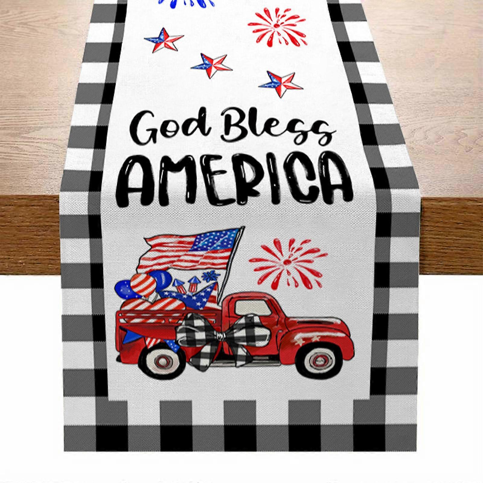 Independence Day Table Runner Holiday Dining Table Decors Indoor Holiday Table Display Tablecloth