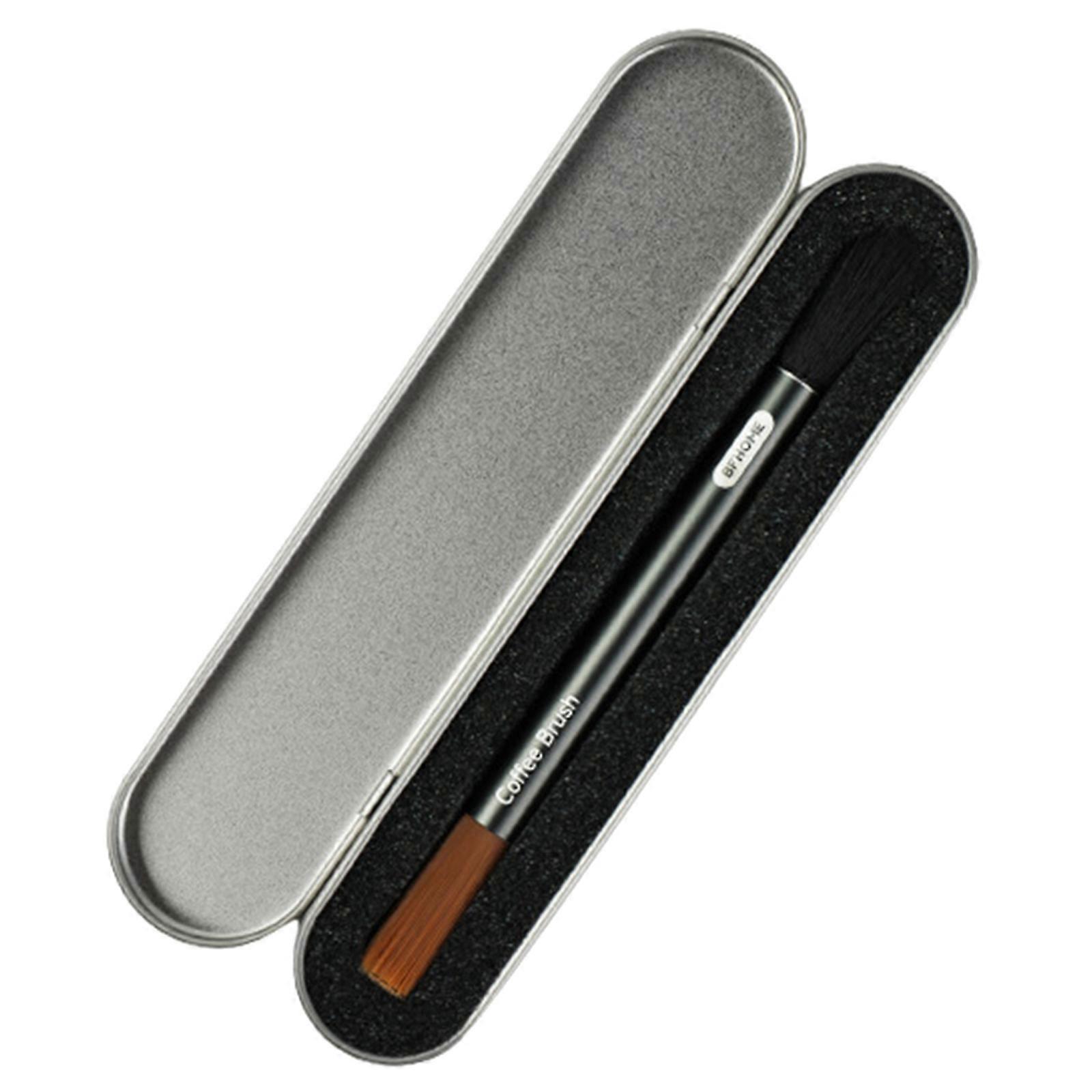 Coffee Grinder Cleaning Brush with Storage Box Aluminum Handle Dusting Brush Espresso Machine Long Handle Brush Tool