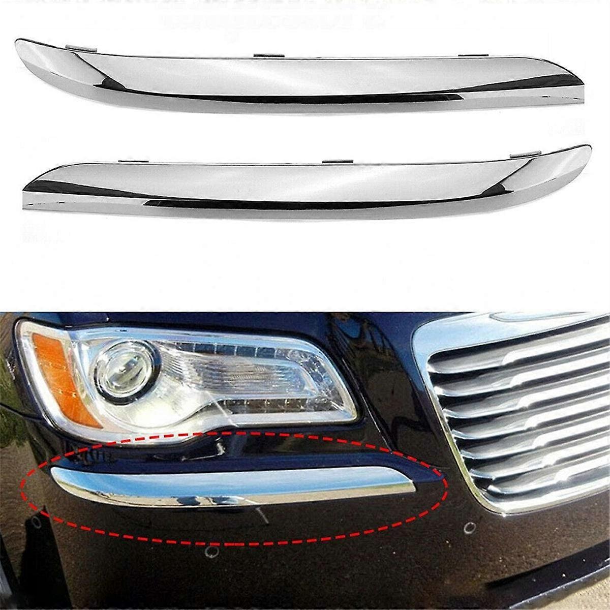 Chrome Front Bumper Molding Trim for 300 Accent 2011-2014 Front Bumper Trim Strip Right 68127940AB