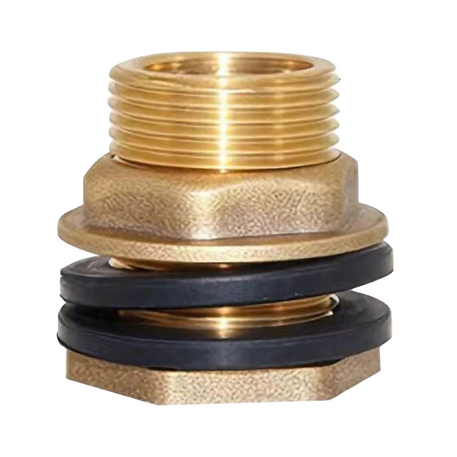 Conector de tanque de água de latão Qinghai 1/2 "NPT fêmea 3/4" Conector de balde GHT macho Encaixe de anteparo com anéis de borracha para barris de chuva de torre de água
