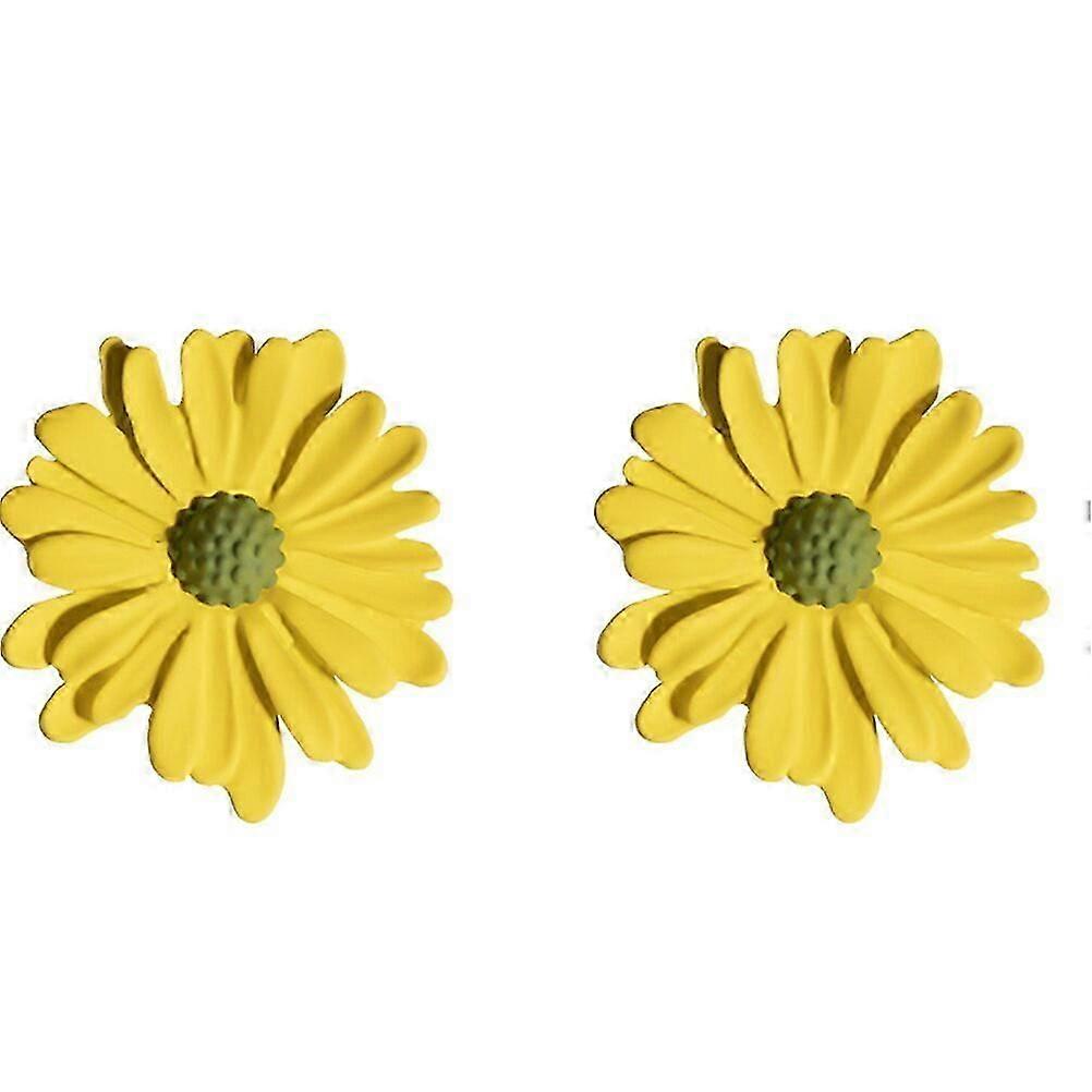 Needle Earring Daisy Earrings Flower Ear Stud Creative Ear Jewelry Fashion Ear Ring for Woman Girl Lady (Yellow)