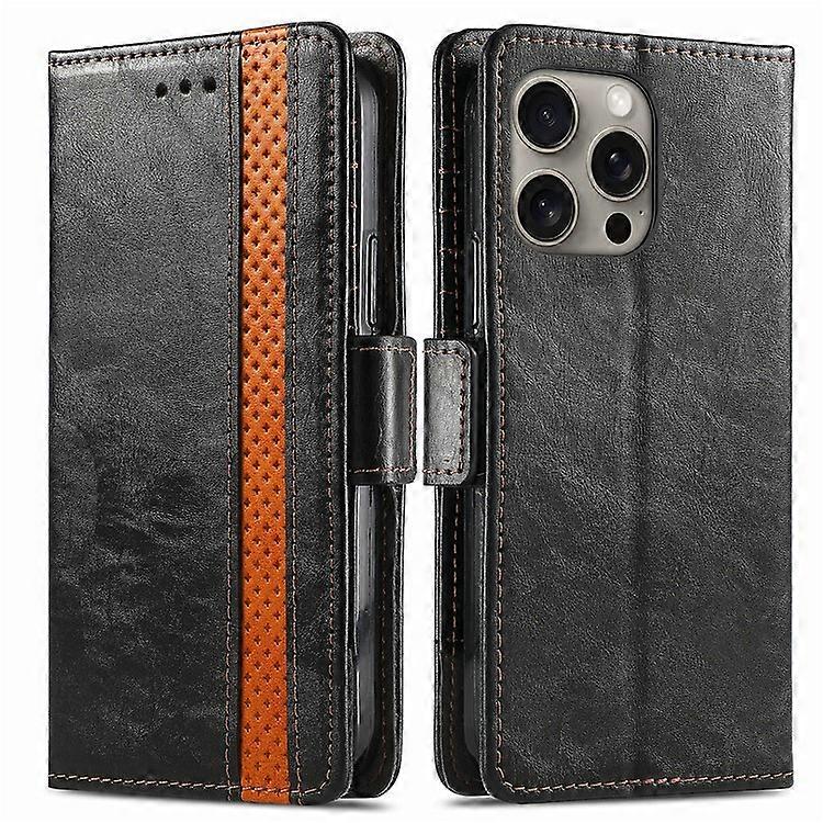 CASENEO 002 Series Compatible For iPhone 16 Pro Max Case Stand Wallet Splicing PU Leather Cover