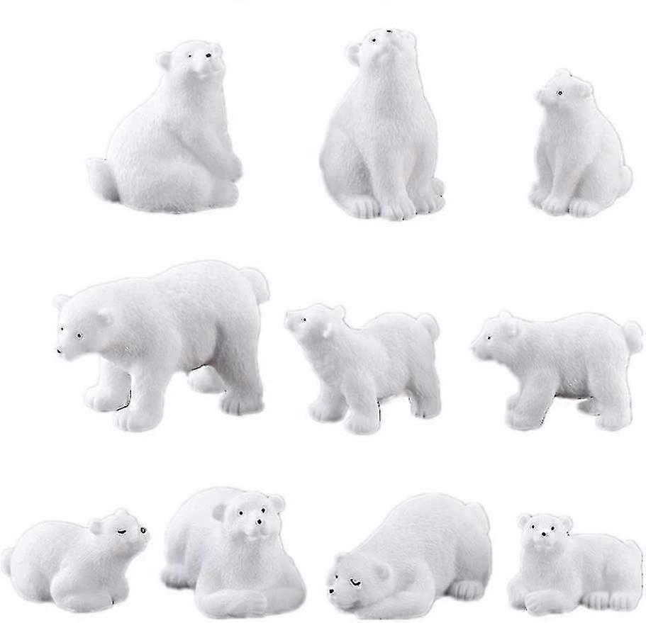 10 Pcs Polar Bear Toy Figures Realistic Plastic Arctic Figure Home Decor