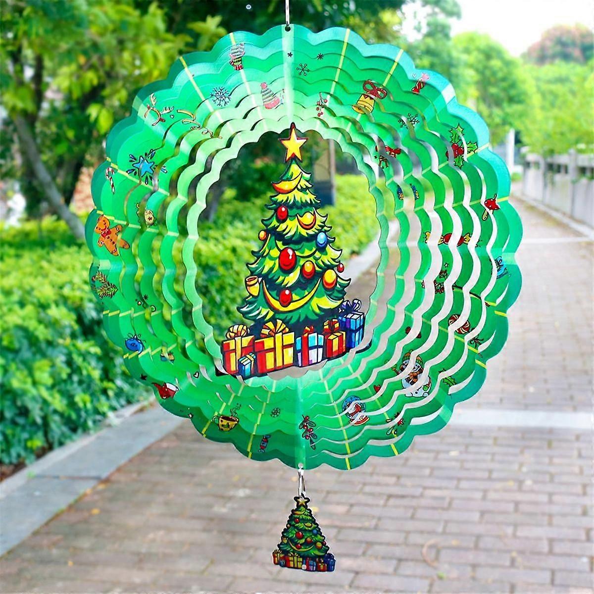 Wind Spinners 3D,Christmas Hanging Wind Spinner for Christmas Decor, 12 Inch Yard Art Decorations T