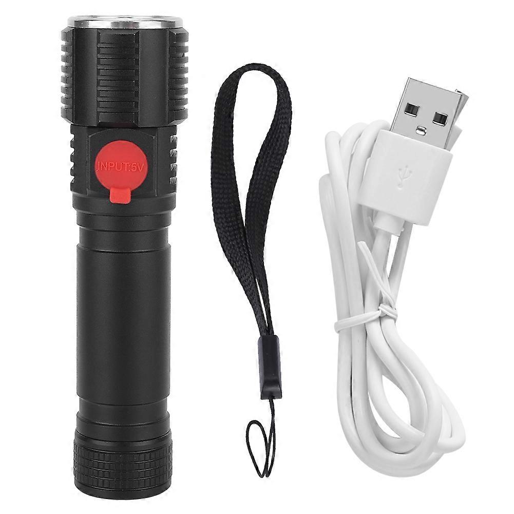 Telescopic Zoom Flashlight LED Bright Outdoor USB Rechargeable Flashlight for Camping and Emergency Use