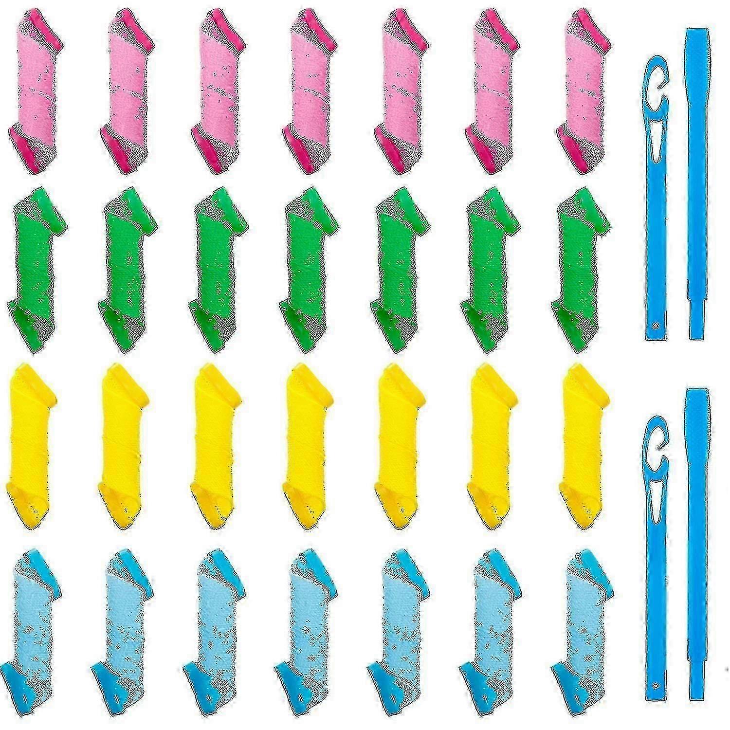 28 Pieces Heatless Curlers No Heat Spiral Curls Hair Curlers Styling Kit With 2