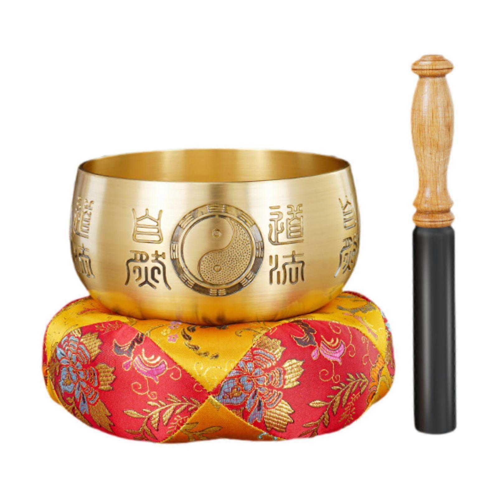 Tibetan Singing Bowl Set Meditation Sound Bowl with Mallet Relaxing Traditional Decor Ornament for Gifts Tea Room Mindfulness