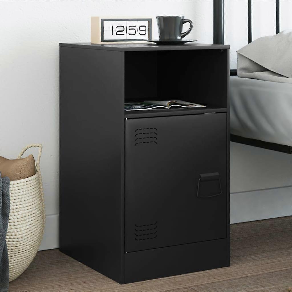 Bedside Table Black 34.5x39x62 cm Steel