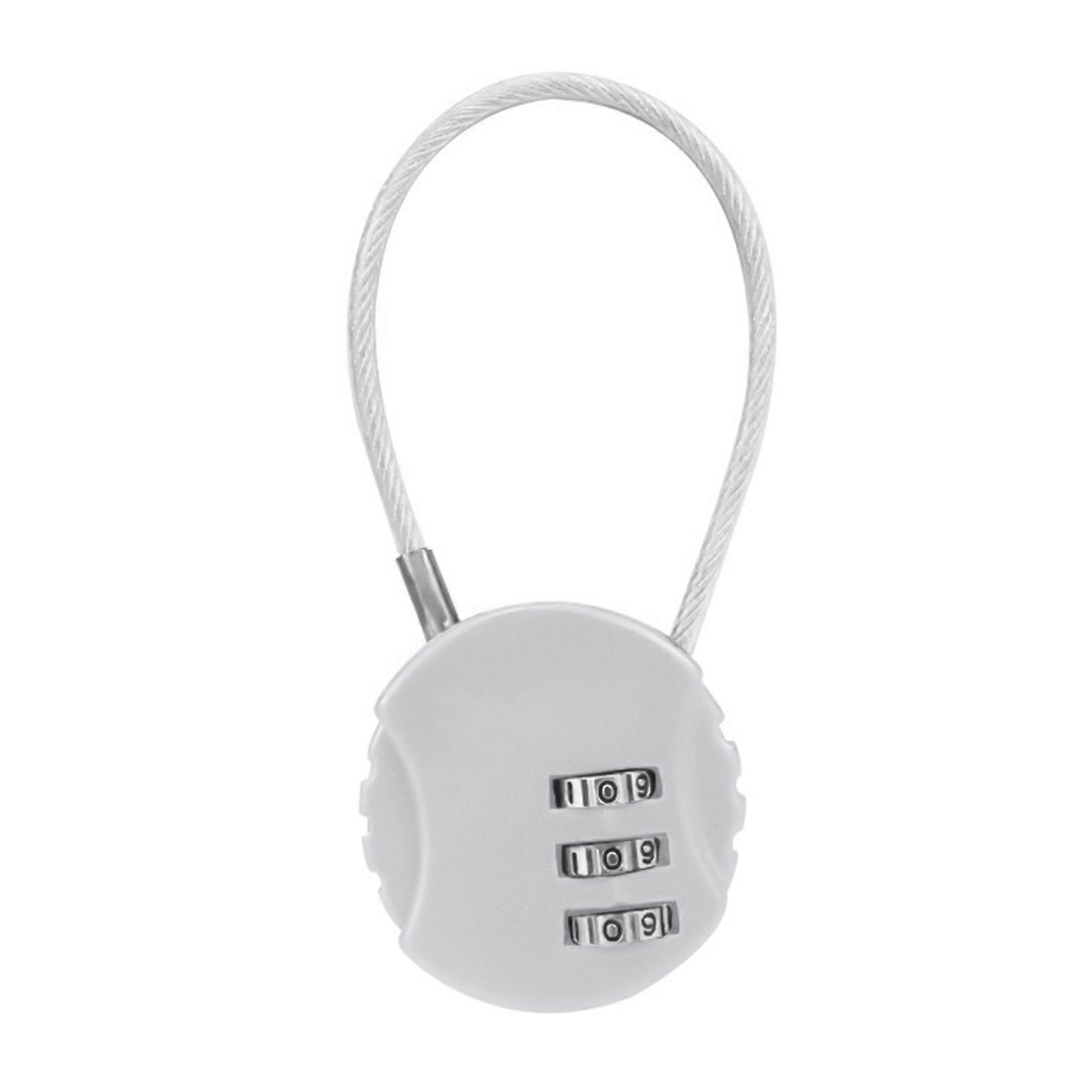 Travel Cable Lock Resettable Multi-purpose Bag Lock Suitcase Luggage Cable Lock 13cm Cable 3Digit Helmet Code Lock Cable  Silver
