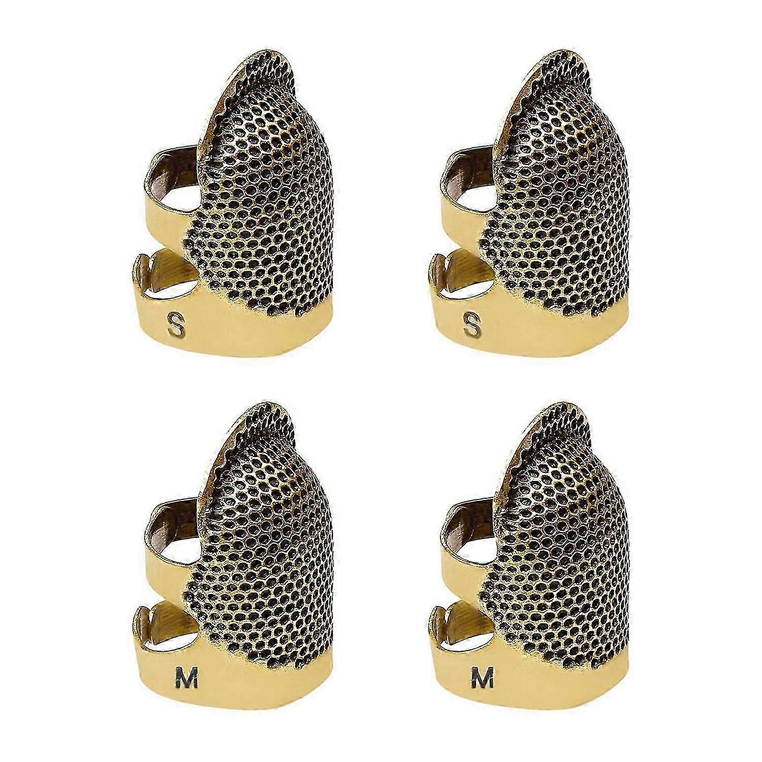 4 Pcs Sewing Thimble Finger Protector Adjustable Finger Metal Shield Protector Pin Needles Sewing C